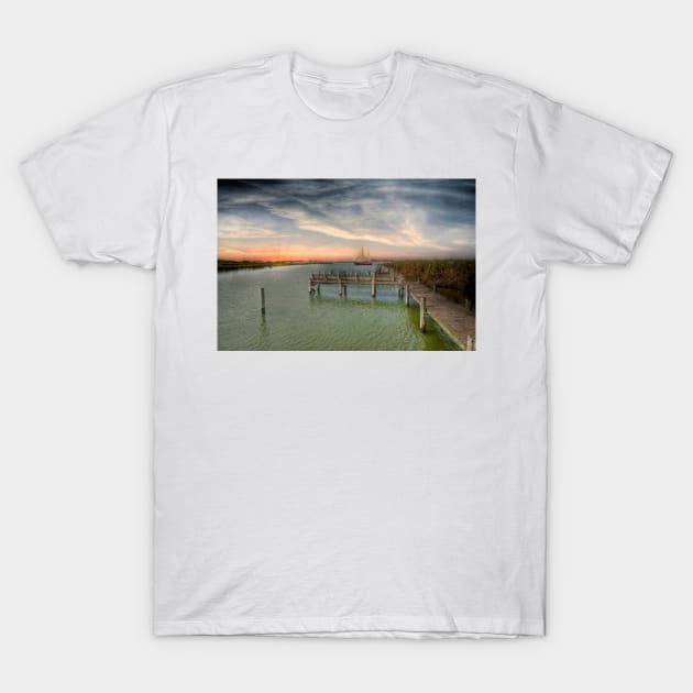 Sail Boat at Clayton Bay T-Shirt by Mark Richards